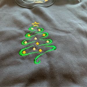 Vintage ugly Christmas Sweater Ashley Hill XL Short Blue Crewneck Embroidered